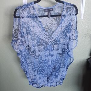 INC International Concepts Blue Lace Blouse